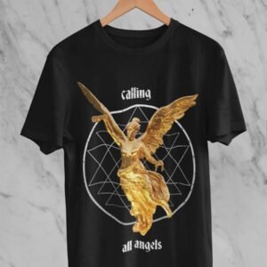 Golden angel statue flying.